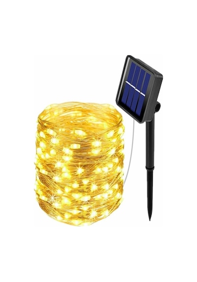 Pazly Güneş Enerjili 100 Led Açık Bahçe Işıkları - Sıcak Beyaz 10m