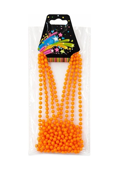 Neon Turuncu Boncuk Kolye 80 Cm - Retro 80 Ler 90 Lar Parti Aksesuarı +3