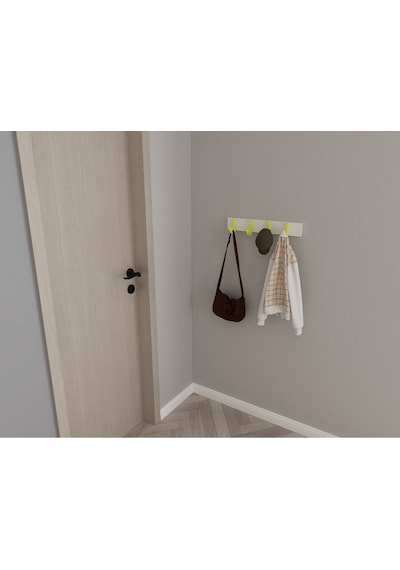 Hepsi3boyutlu Modern Duvar & Kapı Baston Askılık - 4 Adet Sarı J Askılık - Model No : 6 Sarı