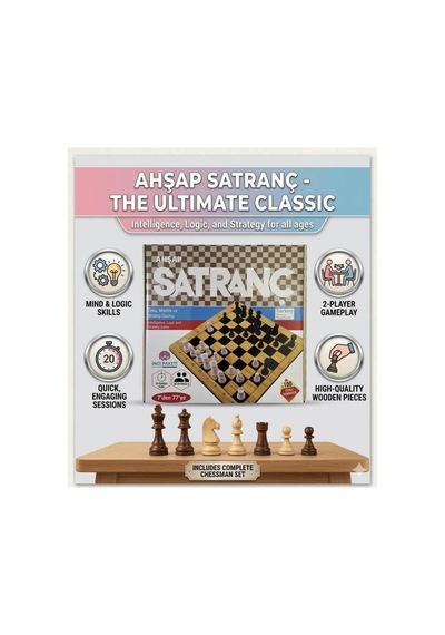 Profesyonel Görünümlü Ahşap Satranç Seti Çocuklar İçin Zeka Geliştirici Eğitici Oyun