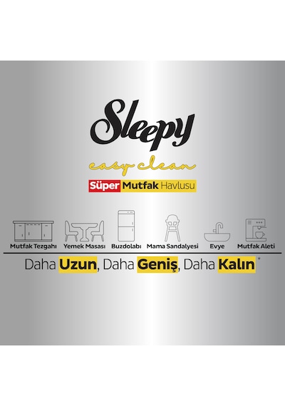 Sleepy Easy Clean Süper Yüzey Temizlik Mutfak Havlusu Mendili Limon Yağlı Beyaz 50'li