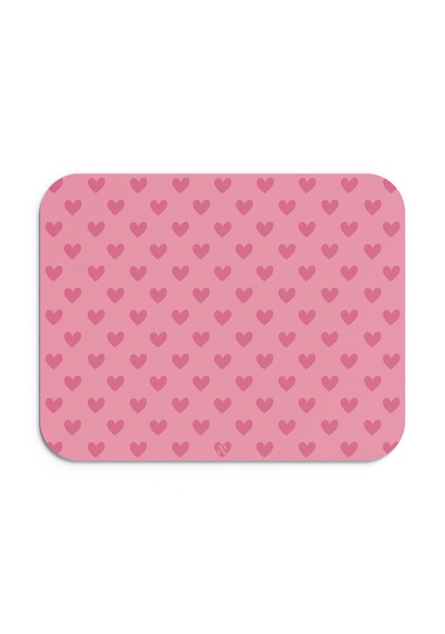Pembe Renkli Kalpli Desenli Ergonomik Mouse Pad, Kaymaz Yüzey İle Ev Ve Ofis Kullanımı İçin İdeal 230x190x2mm