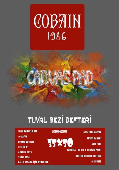 Cobain 1986 Canvas Pad Tuval Bezi Defteri Akrilik, Yağlıboya, Guaj Defteri A5