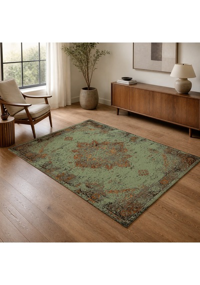 Kartela Halı Melo Halı Jüt Taban Dokuma Halı Yeşil - 120 X 180 Cm