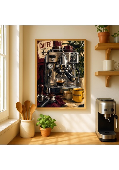 Espresso Makinesi Tablosu Modern Mutfak Kafe Sanat Baskısı Kahve Barı Duvar Dekoru