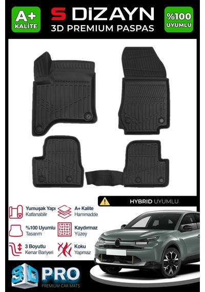 S-dizayn Citroen C4 Hybrid 3d Pro Havuzlu Paspas 2025 Üzeri A+ Kalite