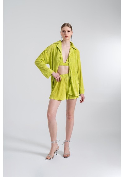 Holly Lolly Oversize Düğme Kapamalı Comfy Oversize Gömlek Yeşil