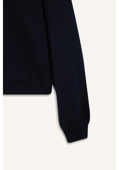 Defacto Regular Fit Bisiklet Yaka Kalın Basic Düz Sweatshirt D6645ax25sp Lacivert