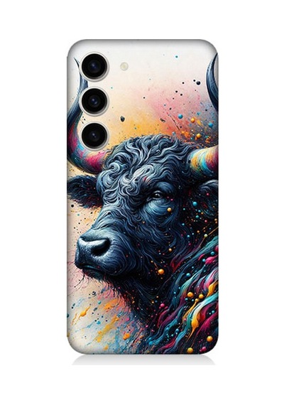 Samsung Galaxy S23 Uyumlu Renk Patlamalı Boğa Desenli Silikon Kılıf Çok Renkli