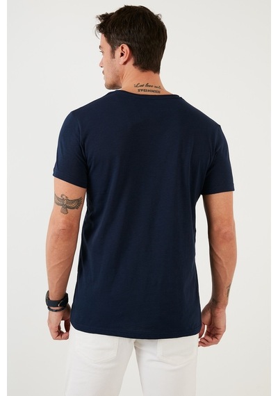Buratti Bisiklet Yaka % 100 Pamuk Regular Fit Basic Erkek T Shirt 59020001 Indigo