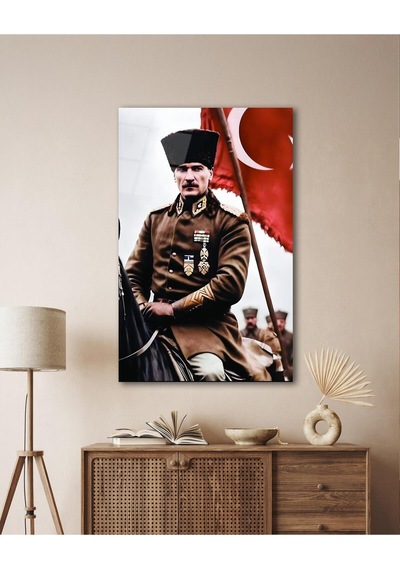 Atatürk Portre Ve Türk Bayrağı Cam Tablo Modern Ev Ofis Salon Hediyelik Büyük Tablo Duvar Dekoru22