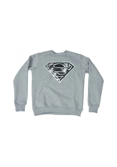 Superman Black And White Logo Sweatshirt Gri Çok Renkli