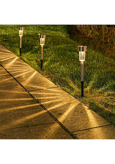 10 Adet Güneş Enerjili Bahçe Aydınlatma Lambası - Su Geçirmez Led Bahçe Çim Yol Aydınlatma 29,5cm 10 Adet