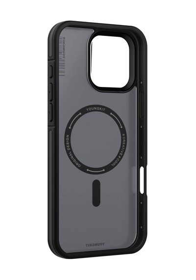 Apple iPhone 16 Pro Max Uyumlu Kılıf Magsafe Şarj Özellikli Youngkit Rock Sand Serisi Kapak Siyah