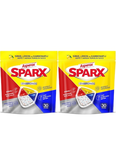 Asperox Sparx Hepsi 1 Arada Bulaşık Makinesi Kapsülü 2 x 30'lu