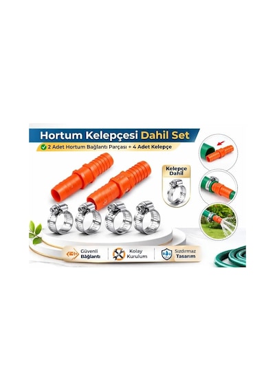 1/2 Bahçe Hortumu Bağlantı Ve Onarım Seti, 2 Adet Ekleme Aparatı Ve 4 Adet Kelepçe Dahil, Dayan