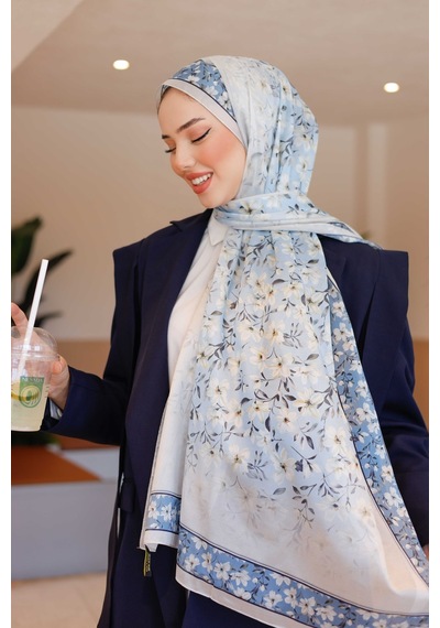 Mimiyum Lemon Flower Nayf İpek Şal - Krem