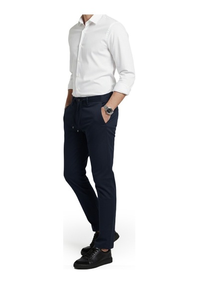 Deepsea Lacivert Esnek Kumaş Slim Fit Beli Lastikli Günlük Spor Pantolon 2601070 Lacivert