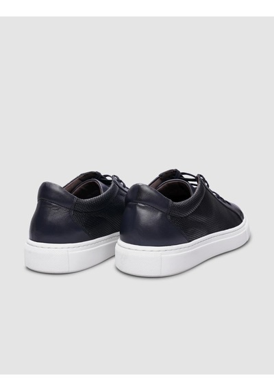 %100 Hakiki Deri Lacivert Bağcıklı Erkek Sneaker-lacivert Lacivert