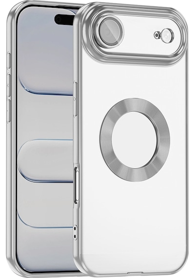 Apple Uyumlu iPhone 17 Air Kılıf Kamera Korumalı Logo Gösteren Zore Omega Kapak - Gümüş Gümüş