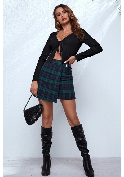 Fantezia Night Kadın Beyaz Uzun Kollu Önden Bağlama Detaylı Crop Top Bluz siyah