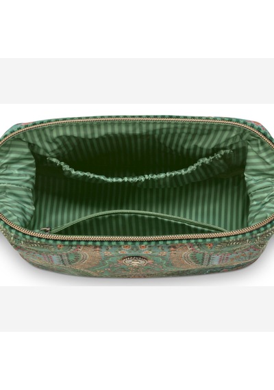 Yeşil Kadife Makyaj Çantası 22.5x9,5x15 Cm