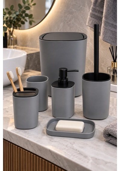 Aura 6 Parça Banyo Seti Gri