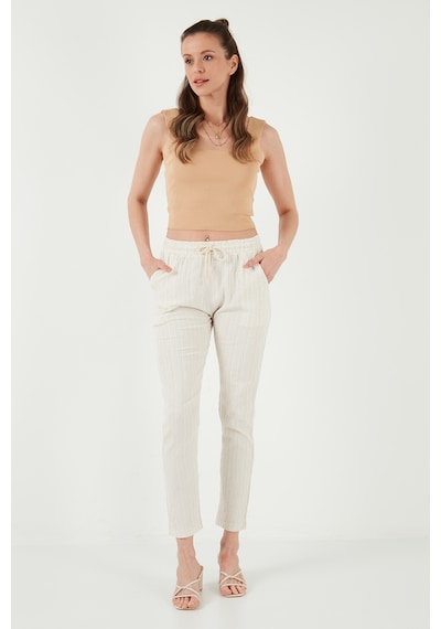 Lela Slim Fit Normal Bel Cepli Bayan Pantolon 5865297 Taş