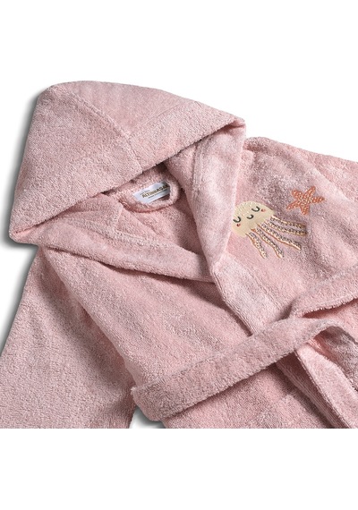 Jelly Hug Bebek Banyo Seti %100 Pamuk Denizanası Nakışlı Pudra 5 Parça