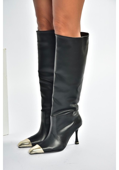 Fox Shoes V752574109 Siyah İnce Topuklu Kadın Çizme Siyah