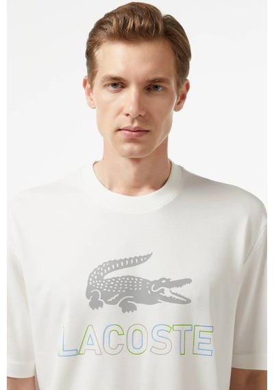 Lacoste Men's Loose Fit Tshirt Pamuklu Geniş Kalıp Reflektörlü Bisiklet Yaka Baskılı Erkek Tişört Krem Lacoste Men's Loose Fit Tshirt Pamuklu Geniş Kalıp Reflektörlü Bisiklet Yaka Baskılı Erkek Tişört Krem