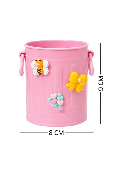 Sevimli Stickerlı Masaüstü Kalemlik Organizer - Pembe