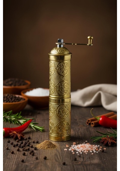 Ludıa Zamak Metal Altın Renk 3 Lü Set Karabiber,kahve,çörek Otu El Değirmeni Öğütücü Grinder S2 Genel