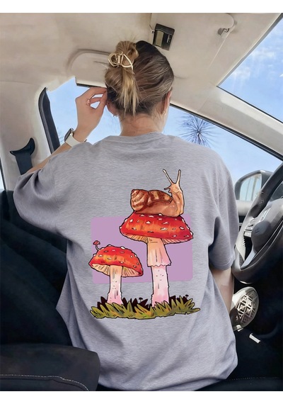 Noıssey Urban Pop Graphic Kadın Tişört Koleksiyonukod 5535 Gri