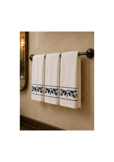Punch Panc Nakışlı İşlemeli Hediyelik Çeyizlik Dekoratif %100 Pamuk Havlu- Havlu Seti 50x90 Cm 4 Adet Çiçek Gri