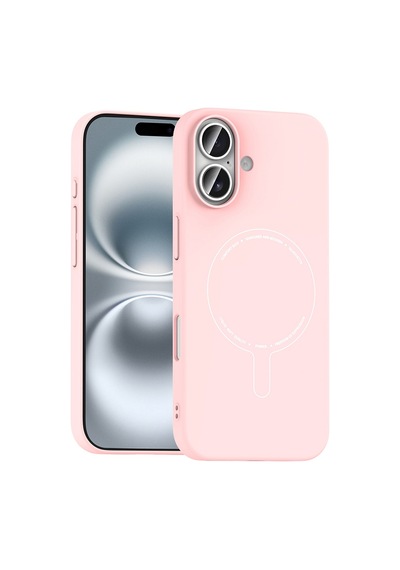 Maks Technology iPhone Uyumlu 16 Kılıf M-safe Şarj Özellikli Kamera Korumalı Mkst Elio Sert Pc Kapak - Açık Pembe