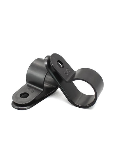 Koodmax 25 Adet 30mm R Tipi Plastik Kelepçe Klips - Kablo Toplayıcı - Vida Çivi Tipi - Siyah