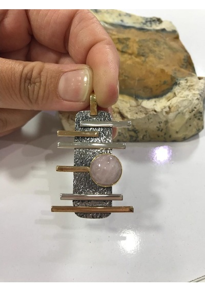 Pembe Kuvars Taşı Gümüş Kolye 925 Ayar Doğal Taş