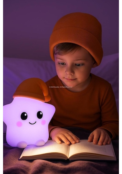 Rgb Led Sevimli Yıldız Çocuk Odası Gece Masa Lambası Renk Değiştiren Yumuşak Silikon Şarj Edilebilir Çok Renkli