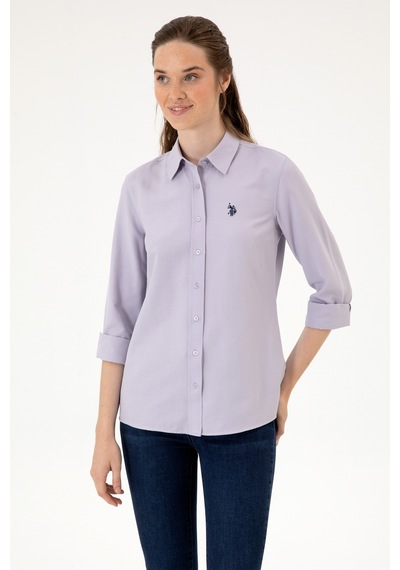 U.S. Polo Assn. Kadın Mor Uzun Kollu Basic Gömlek 50316711-VR245 U.S. Polo Assn. Kadın Mor Uzun Kollu Basic Gömlek 50316711-VR245