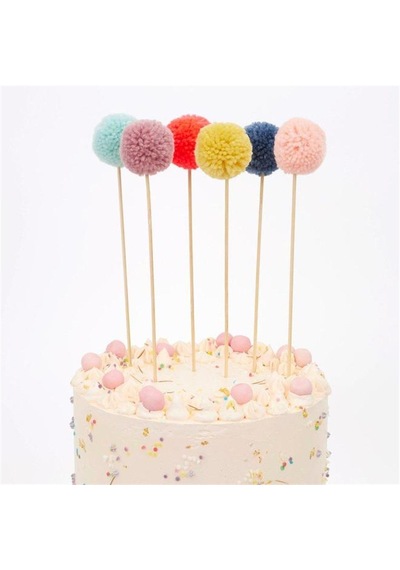 Meri Meri - Multi Pompom Cake Toppers - Çok Ponponlu Pasta Süsü Tüm Yaşlar