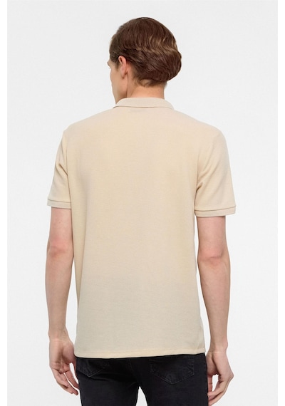 Süvari Bej Regular Armürlü Polo Yaka Tişört-38358 Bej