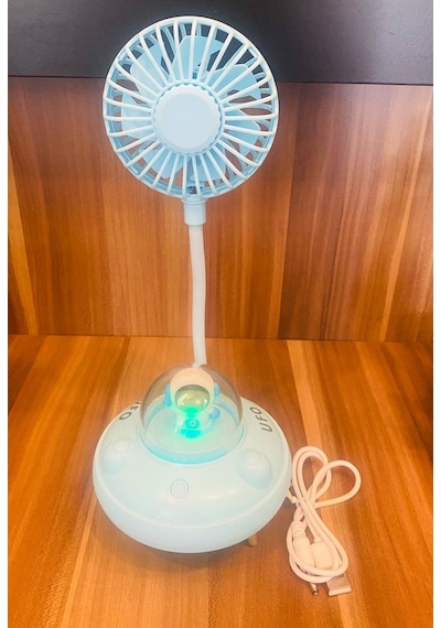 Fanlı Gece Lambalı Şarjlı Usb'li Soğutucu Yaz Sıcaklarına Karşı S