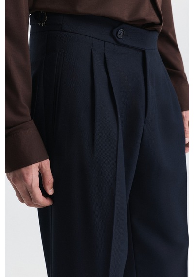 Antioch Tapered Fit Çift Pileli Pantolon Lacivert