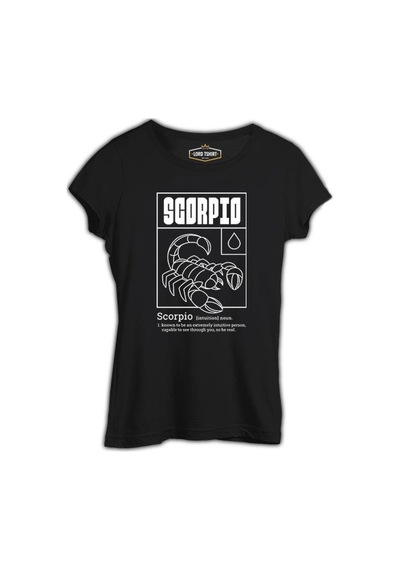Horoscope Scorpio Intuitive Person Siyah Kadın Tshirt 001