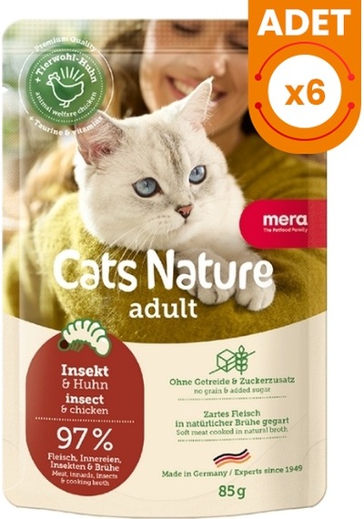 Mera Cats Nature Insect Böcekli Pouch Yetişkin Konserve Kedi Maması 85 Gr 6 Adet