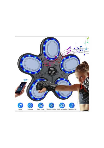 Bluetooth Hoparlör Özellikli Duvar Boks Makinesi Müzikli Box 9 Mod Seviye Ve Ritim Ayarlı Led Işıklı Şarjlı Box Standı