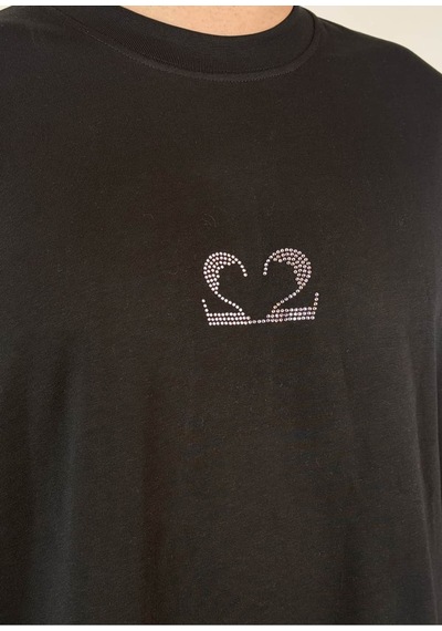 Zaee 2m Motive Taşlı Oversize T-shirt Pembe