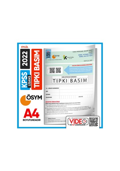 2022 Eylül KPSS LİSANS GY - GK ÖSYM Tıpkı Basım Çıkmış Soru Kitapçığı (Video Çözümlü Türkiye Geneli) 2022 Eylül KPSS LİSANS GY - GK ÖSYM Tıpkı Basım Çıkmış Soru Kitapçığı (Video Çözümlü Türkiye Geneli)