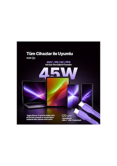 Ttec Smartcharger Gan 45w Avs Pd Seyahat Hızlı Şarj Aleti + Usb-c - Usb-c 3a 120 Cm Kablo Neon 96702750
